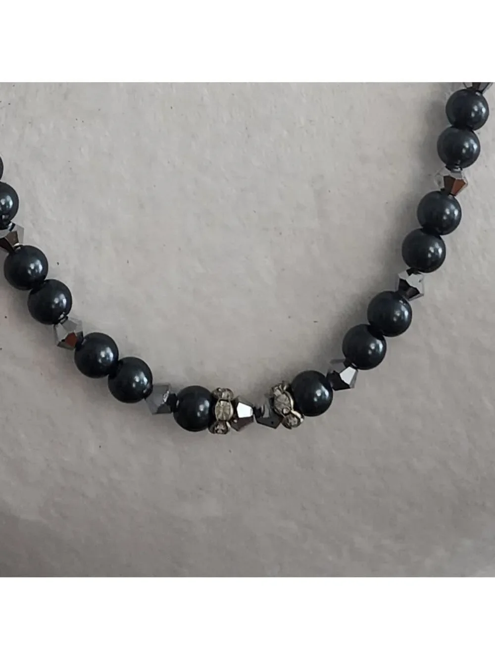 Hematite Beaded Necklace Black and Silver